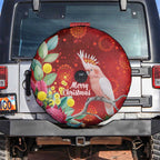Australia Pink Cockatoo Christmas Spare Tire Cover Aussie Native Flowers Merry Xmas - Red - Aussie Hoodie