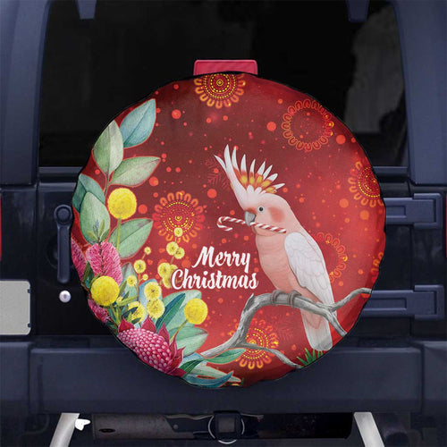 Australia Pink Cockatoo Christmas Spare Tire Cover Aussie Native Flowers Merry Xmas - Red - Aussie Hoodie