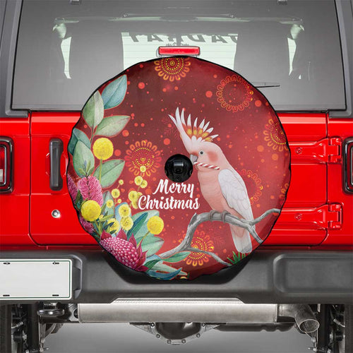 Australia Pink Cockatoo Christmas Spare Tire Cover Aussie Native Flowers Merry Xmas - Red - Aussie Hoodie