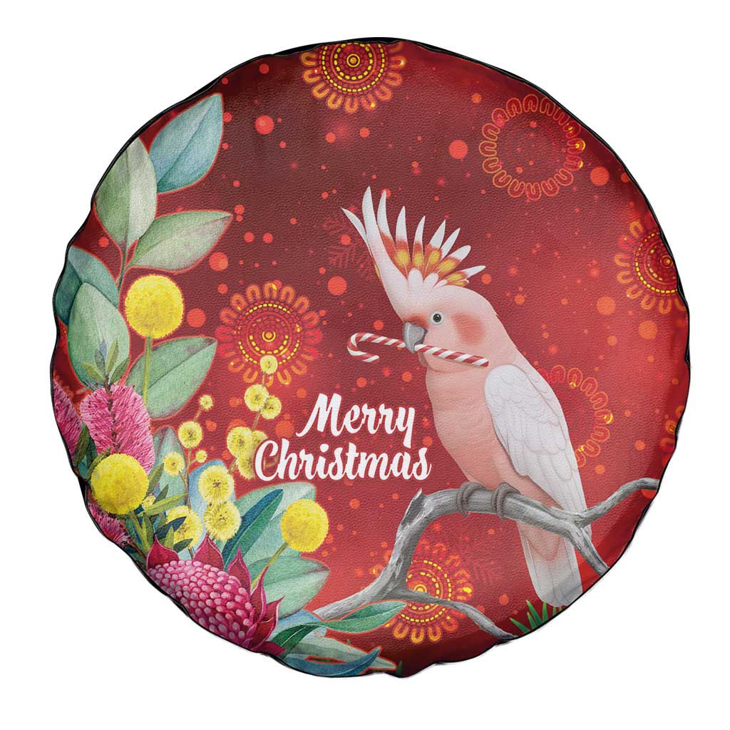 Australia Pink Cockatoo Christmas Spare Tire Cover Aussie Native Flowers Merry Xmas - Red - Aussie Hoodie