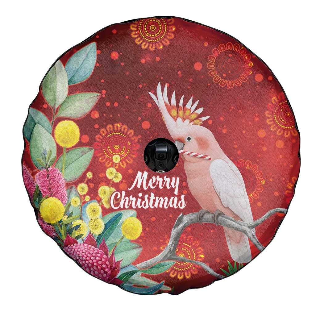 Australia Pink Cockatoo Christmas Spare Tire Cover Aussie Native Flowers Merry Xmas - Red - Aussie Hoodie