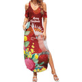 Australia Pink Cockatoo Christmas Summer Maxi Dress Aussie Native Flowers Merry Xmas - Red - Aussie Hoodie