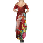 Australia Pink Cockatoo Christmas Summer Maxi Dress Aussie Native Flowers Merry Xmas - Red - Aussie Hoodie