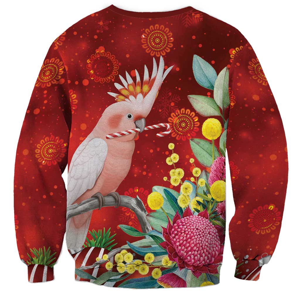 Australia Pink Cockatoo Christmas Sweatshirt Aussie Native Flowers Merry Xmas - Red - Aussie Hoodie