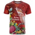 Australia Pink Cockatoo Christmas T Shirt Aussie Native Flowers Merry Xmas - Red - Aussie Hoodie