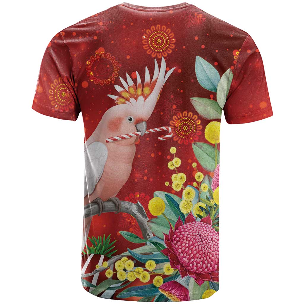 Australia Pink Cockatoo Christmas T Shirt Aussie Native Flowers Merry Xmas - Red - Aussie Hoodie