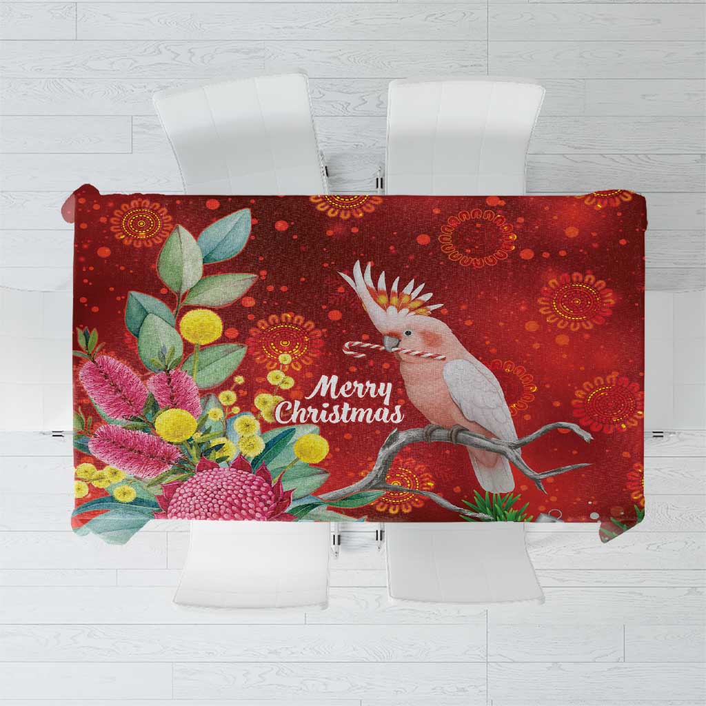 Australia Pink Cockatoo Christmas Tablecloth Aussie Native Flowers Merry Xmas - Red - Aussie Hoodie