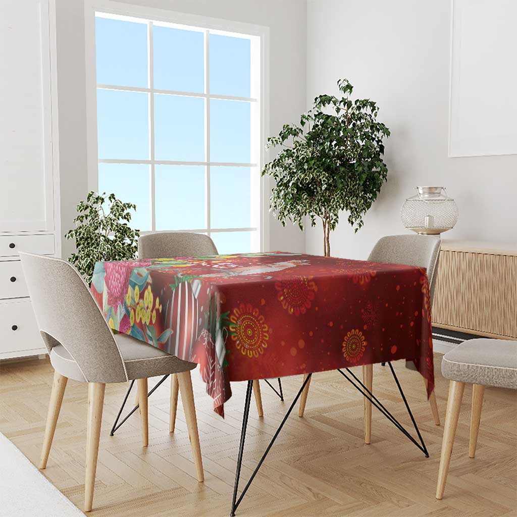 Australia Pink Cockatoo Christmas Tablecloth Aussie Native Flowers Merry Xmas - Red - Aussie Hoodie