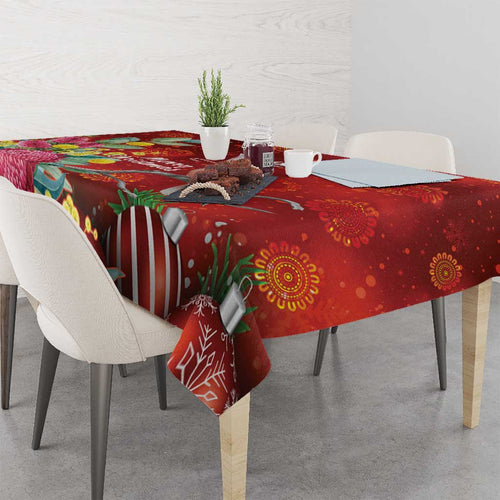 Australia Pink Cockatoo Christmas Tablecloth Aussie Native Flowers Merry Xmas - Red - Aussie Hoodie