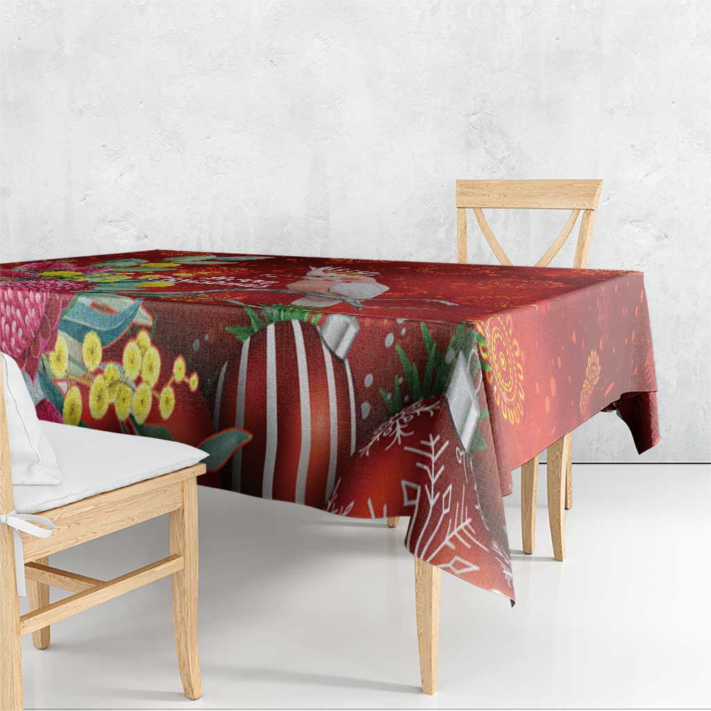 Australia Pink Cockatoo Christmas Tablecloth Aussie Native Flowers Merry Xmas - Red - Aussie Hoodie