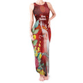 Australia Pink Cockatoo Christmas Tank Maxi Dress Aussie Native Flowers Merry Xmas - Red - Aussie Hoodie
