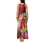 Australia Pink Cockatoo Christmas Tank Maxi Dress Aussie Native Flowers Merry Xmas - Red - Aussie Hoodie