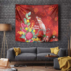 Australia Pink Cockatoo Christmas Tapestry Aussie Native Flowers Merry Xmas - Red - Aussie Hoodie