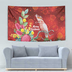 Australia Pink Cockatoo Christmas Tapestry Aussie Native Flowers Merry Xmas - Red - Aussie Hoodie