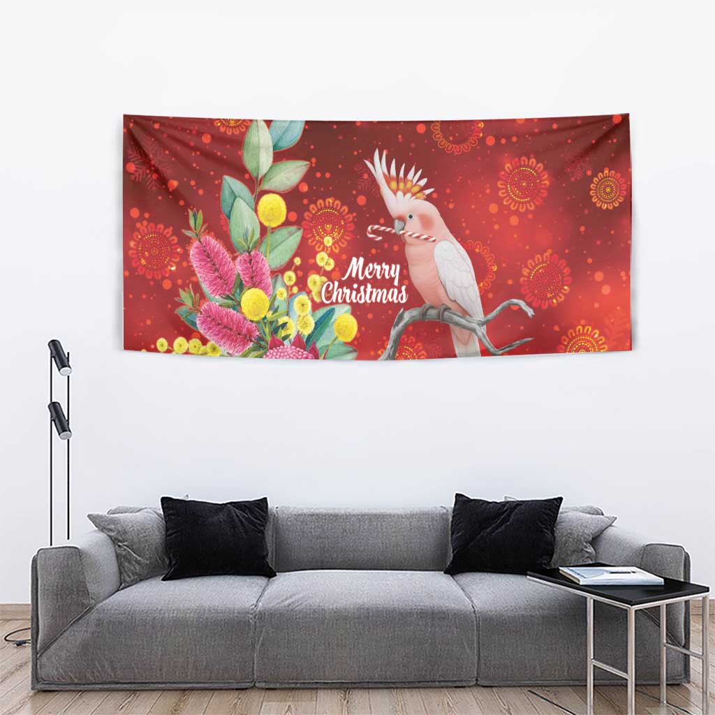 Australia Pink Cockatoo Christmas Tapestry Aussie Native Flowers Merry Xmas - Red - Aussie Hoodie