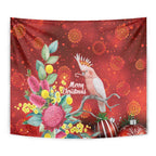 Australia Pink Cockatoo Christmas Tapestry Aussie Native Flowers Merry Xmas - Red - Aussie Hoodie
