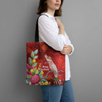 Australia Pink Cockatoo Christmas Tote Bag Aussie Native Flowers Merry Xmas - Red - Aussie Hoodie