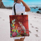 Australia Pink Cockatoo Christmas Tote Bag Aussie Native Flowers Merry Xmas - Red - Aussie Hoodie