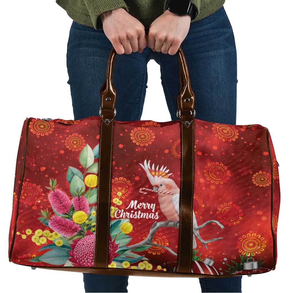 Australia Pink Cockatoo Christmas Travel Bag Aussie Native Flowers Merry Xmas - Red - Aussie Hoodie