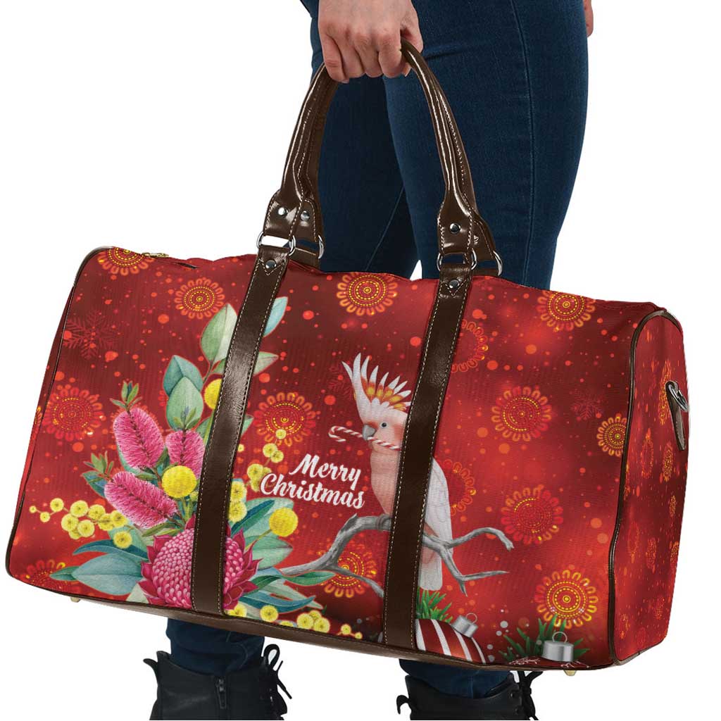 Australia Pink Cockatoo Christmas Travel Bag Aussie Native Flowers Merry Xmas - Red - Aussie Hoodie