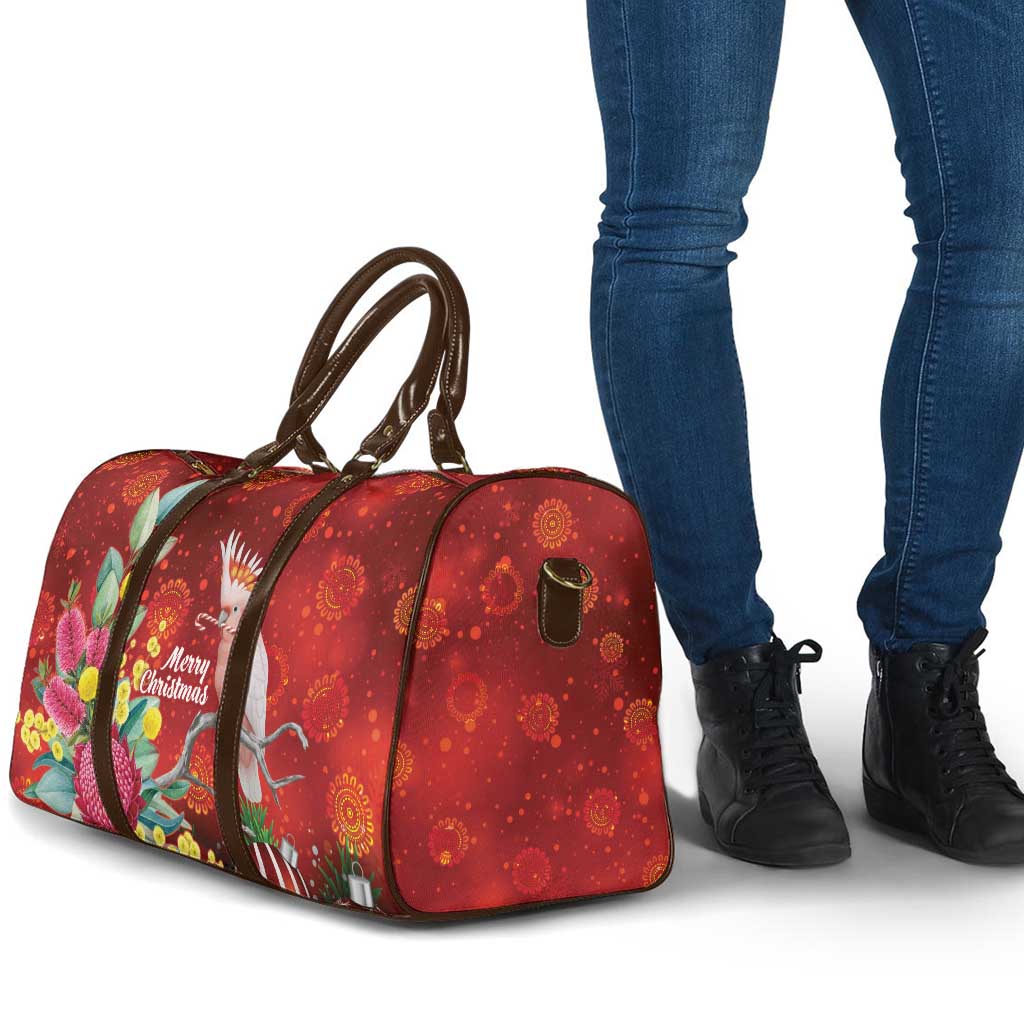 Australia Pink Cockatoo Christmas Travel Bag Aussie Native Flowers Merry Xmas - Red - Aussie Hoodie