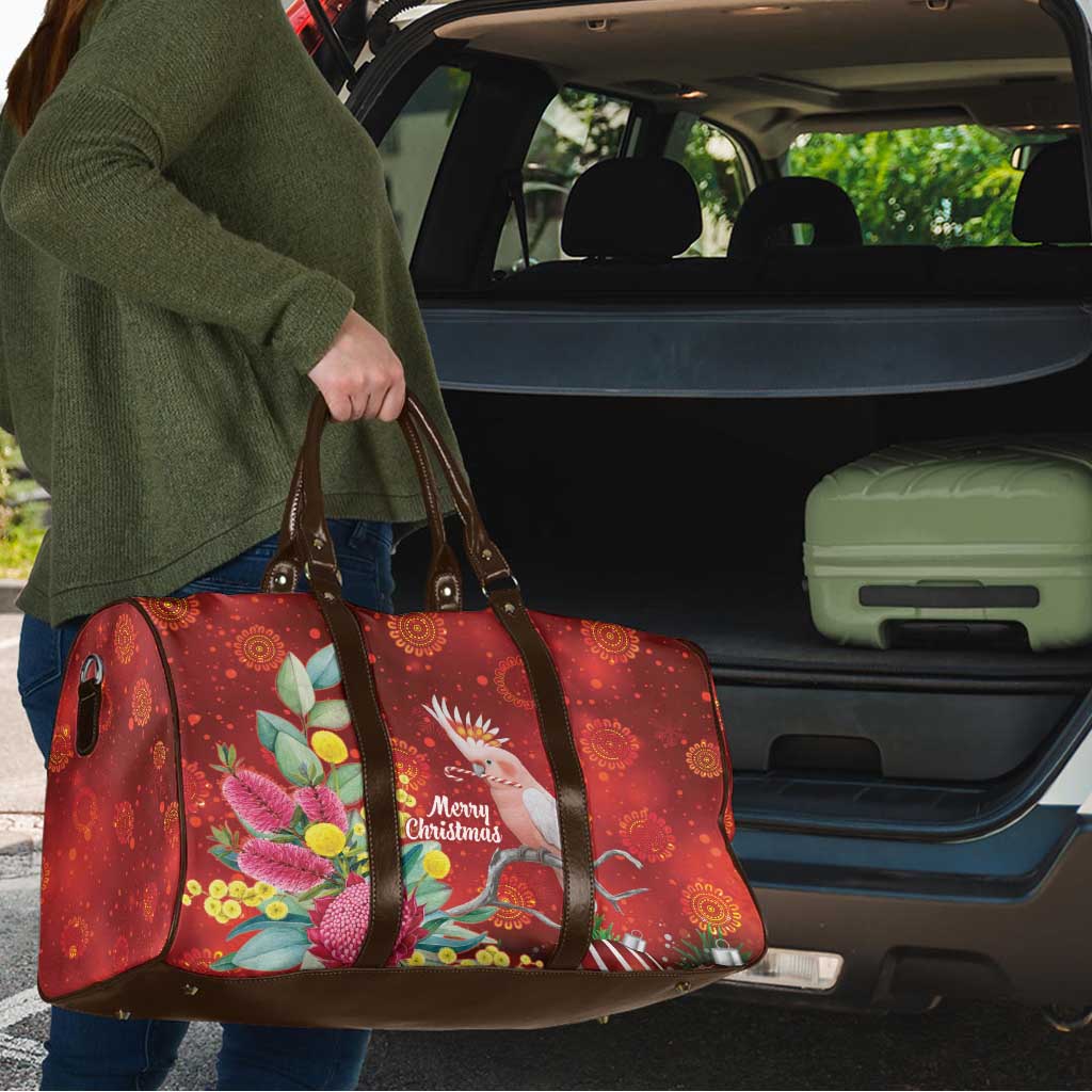 Australia Pink Cockatoo Christmas Travel Bag Aussie Native Flowers Merry Xmas - Red - Aussie Hoodie