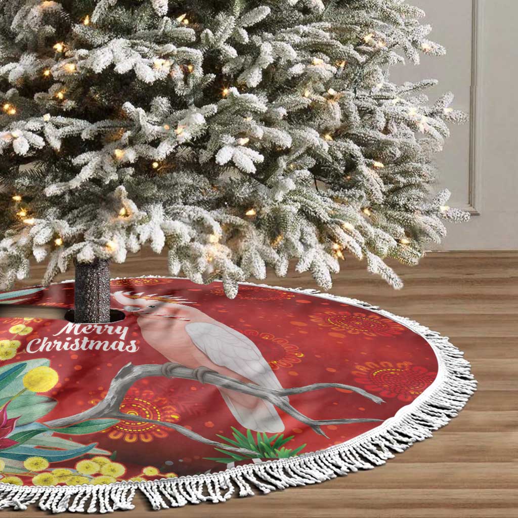 Australia Pink Cockatoo Christmas Tree Skirt Aussie Native Flowers Merry Xmas - Red - Aussie Hoodie