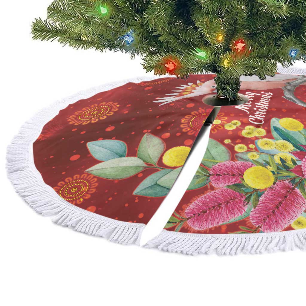 Australia Pink Cockatoo Christmas Tree Skirt Aussie Native Flowers Merry Xmas - Red - Aussie Hoodie