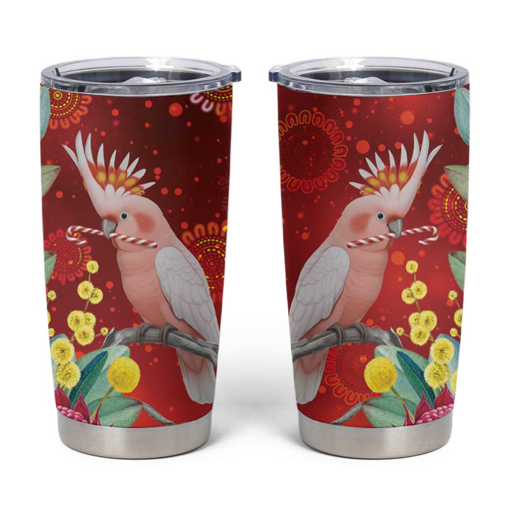 Australia Pink Cockatoo Christmas Tumbler Cup Aussie Native Flowers Merry Xmas - Red - Aussie Hoodie