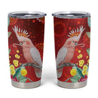 Australia Pink Cockatoo Christmas Tumbler Cup Aussie Native Flowers Merry Xmas - Red - Aussie Hoodie