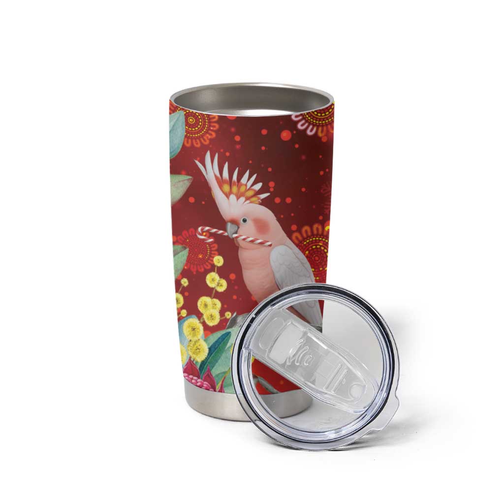 Australia Pink Cockatoo Christmas Tumbler Cup Aussie Native Flowers Merry Xmas - Red - Aussie Hoodie