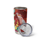 Australia Pink Cockatoo Christmas Tumbler Cup Aussie Native Flowers Merry Xmas - Red - Aussie Hoodie