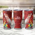 Australia Pink Cockatoo Christmas Tumbler Cup Aussie Native Flowers Merry Xmas - Red - Aussie Hoodie