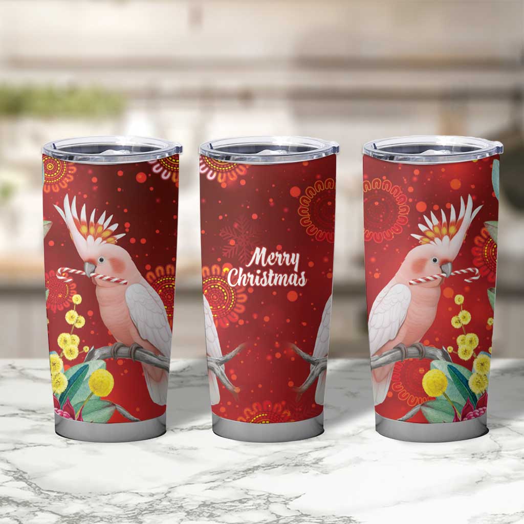 Australia Pink Cockatoo Christmas Tumbler Cup Aussie Native Flowers Merry Xmas - Red - Aussie Hoodie