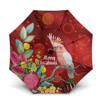 Australia Pink Cockatoo Christmas Umbrella Aussie Native Flowers Merry Xmas - Red - Aussie Hoodie