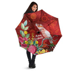 Australia Pink Cockatoo Christmas Umbrella Aussie Native Flowers Merry Xmas - Red - Aussie Hoodie