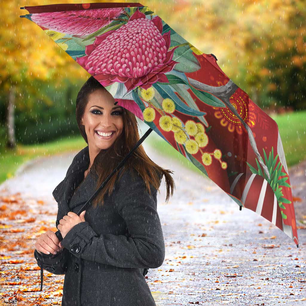 Australia Pink Cockatoo Christmas Umbrella Aussie Native Flowers Merry Xmas - Red - Aussie Hoodie