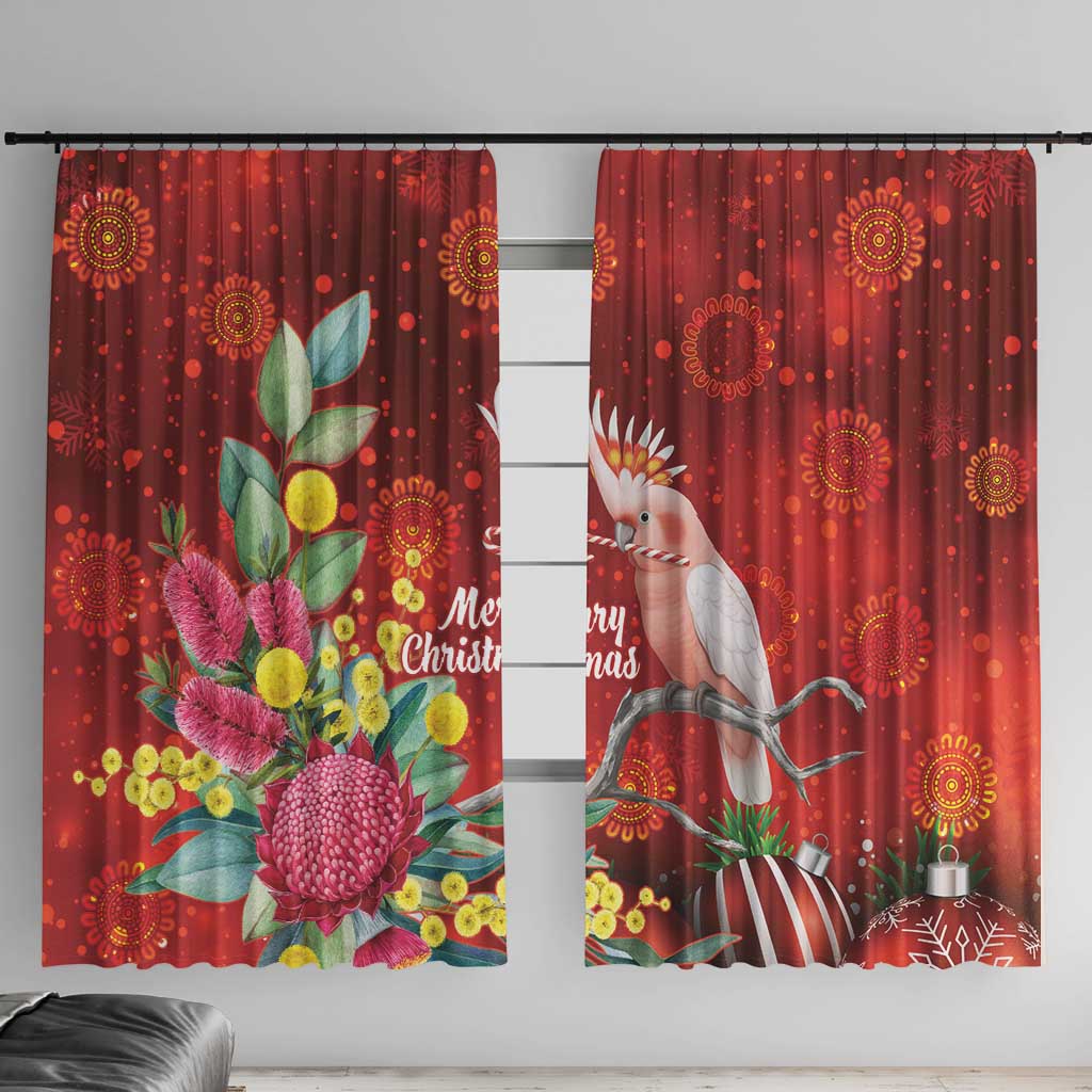 Australia Pink Cockatoo Christmas Window Curtain Aussie Native Flowers Merry Xmas - Red - Aussie Hoodie