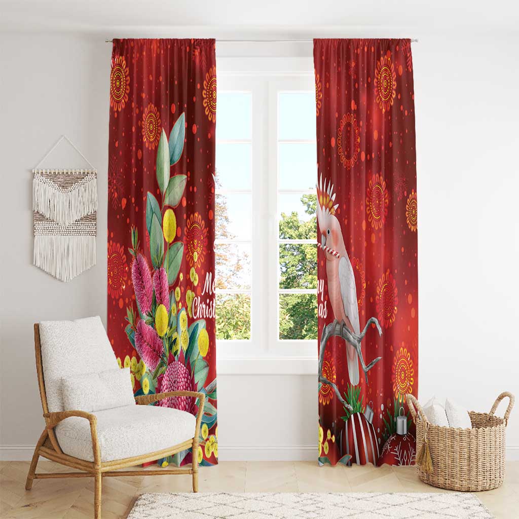 Australia Pink Cockatoo Christmas Window Curtain Aussie Native Flowers Merry Xmas - Red - Aussie Hoodie