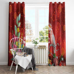 Australia Pink Cockatoo Christmas Window Curtain Aussie Native Flowers Merry Xmas - Red - Aussie Hoodie