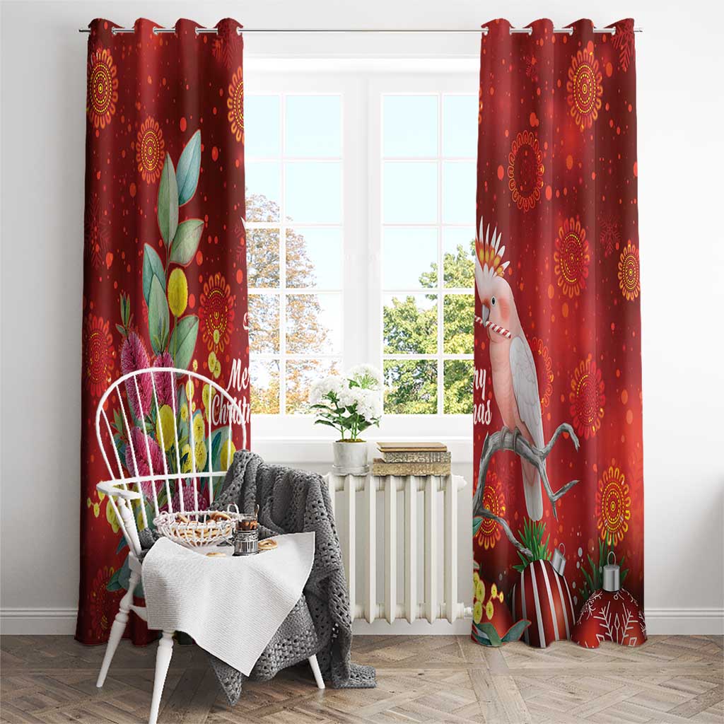 Australia Pink Cockatoo Christmas Window Curtain Aussie Native Flowers Merry Xmas - Red - Aussie Hoodie