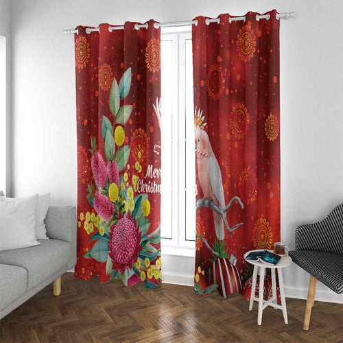 Australia Pink Cockatoo Christmas Window Curtain Aussie Native Flowers Merry Xmas - Red - Aussie Hoodie
