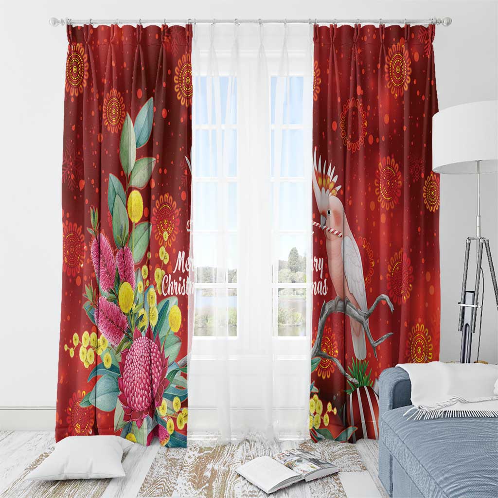 Australia Pink Cockatoo Christmas Window Curtain Aussie Native Flowers Merry Xmas - Red - Aussie Hoodie