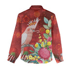 Australia Pink Cockatoo Christmas Women Casual Shirt Aussie Native Flowers Merry Xmas - Red - Aussie Hoodie