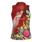 Australia Pink Cockatoo Christmas Women Sleeveless Polo Shirt Aussie Native Flowers Merry Xmas - Red - Aussie Hoodie
