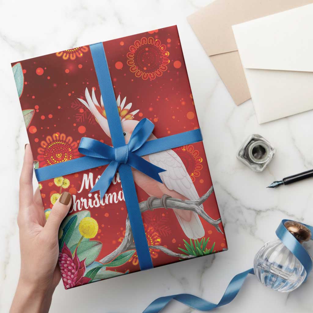 Australia Pink Cockatoo Christmas Wrapping Paper Aussie Native Flowers Merry Xmas - Red - Aussie Hoodie