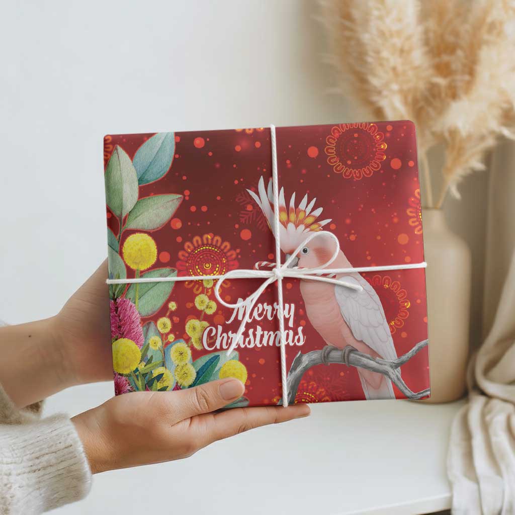 Australia Pink Cockatoo Christmas Wrapping Paper Aussie Native Flowers Merry Xmas - Red - Aussie Hoodie
