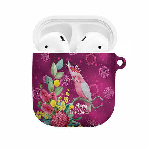 Australia Pink Cockatoo Christmas AirPods Case Aussie Native Flowers Merry Xmas - Pink - Aussie Hoodie