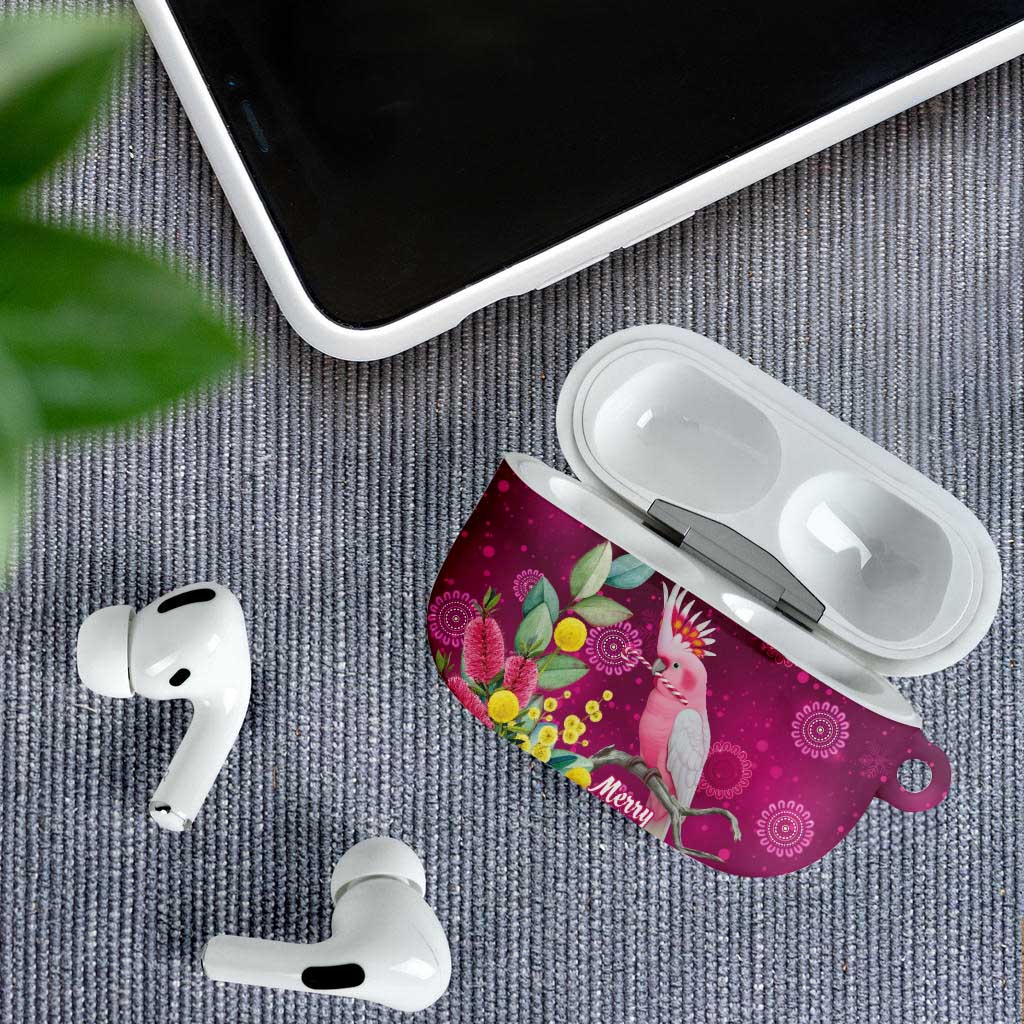 Australia Pink Cockatoo Christmas AirPods Case Aussie Native Flowers Merry Xmas - Pink - Aussie Hoodie