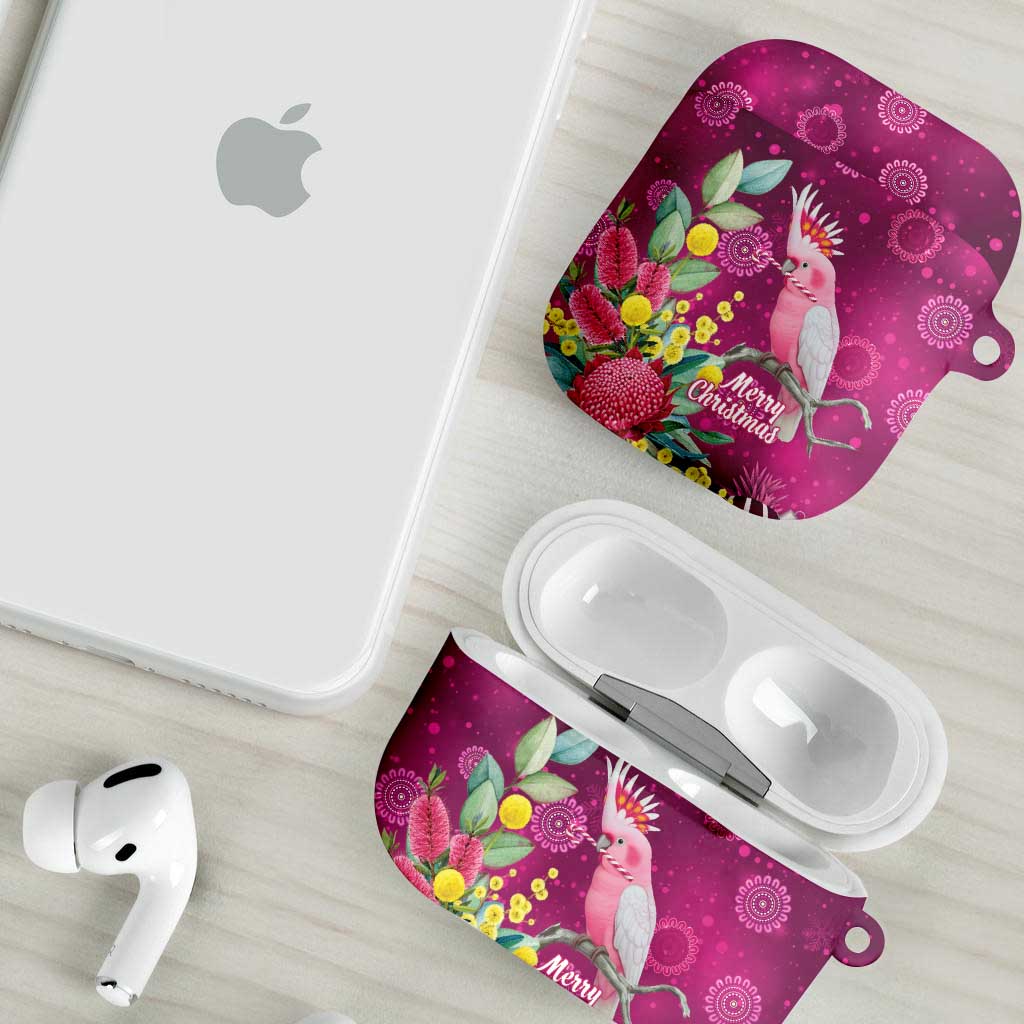 Australia Pink Cockatoo Christmas AirPods Case Aussie Native Flowers Merry Xmas - Pink - Aussie Hoodie